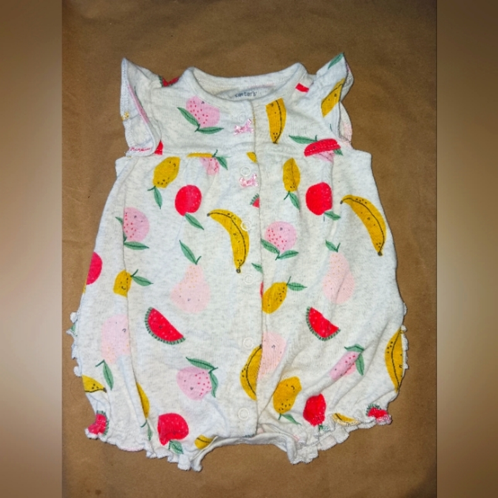 Light gray with different fruit one piece outfit